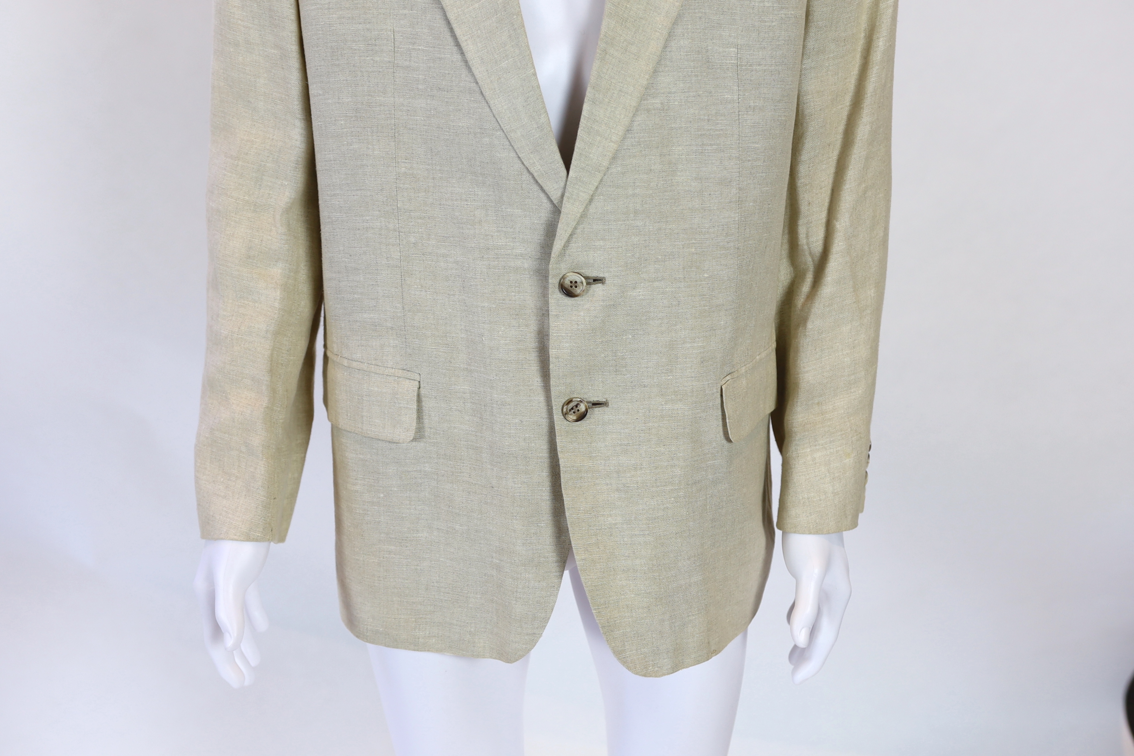 A Paul Smith gentlemen's beige linen single breasted suit, approx size 42